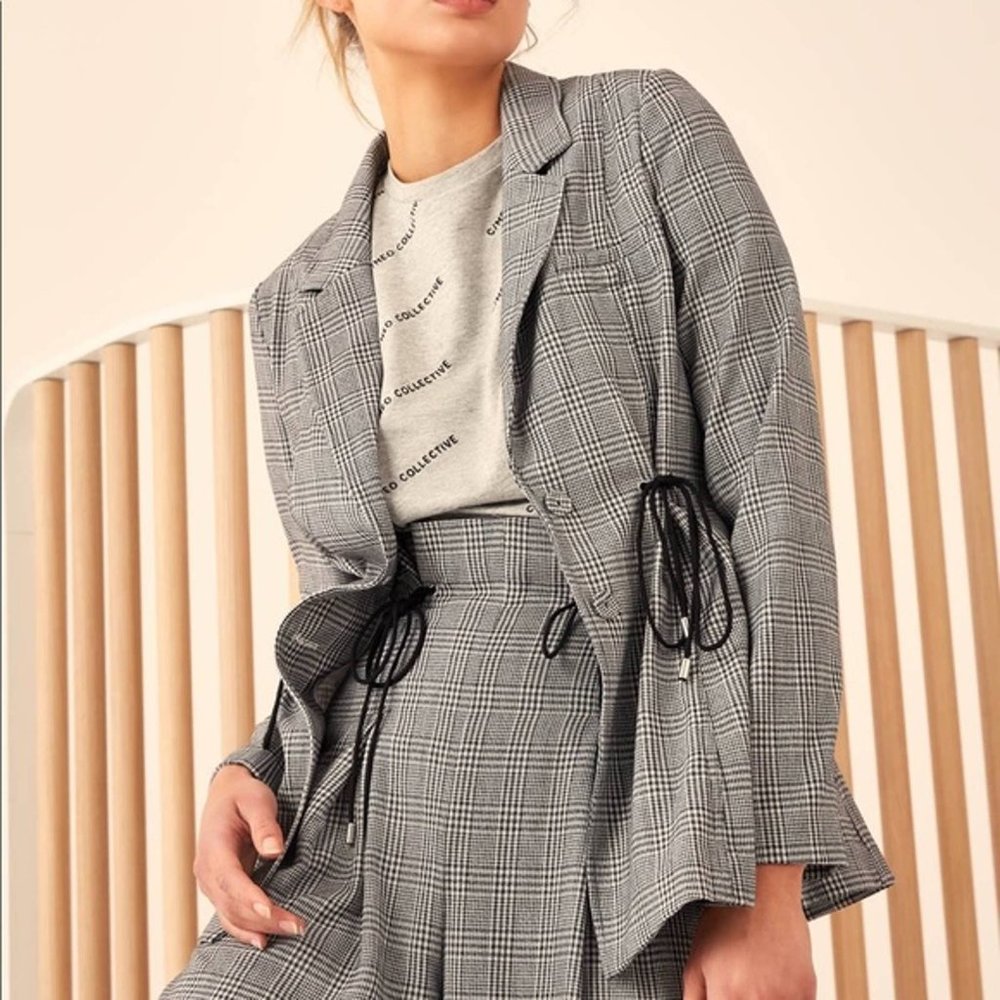 C/MEO Collective Hopes Up Gray Plaid Blazer